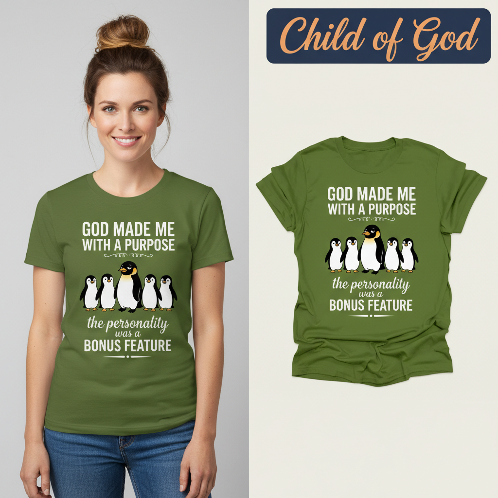 Purpose & Personality Penguin T-Shirt_model_flat