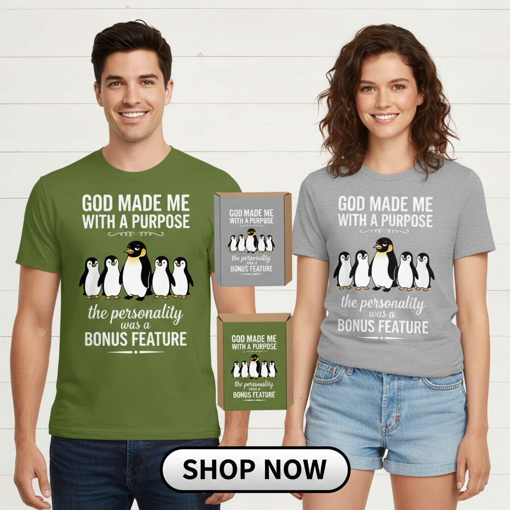 Purpose & Personality Penguin T-Shirt_dual_model_life