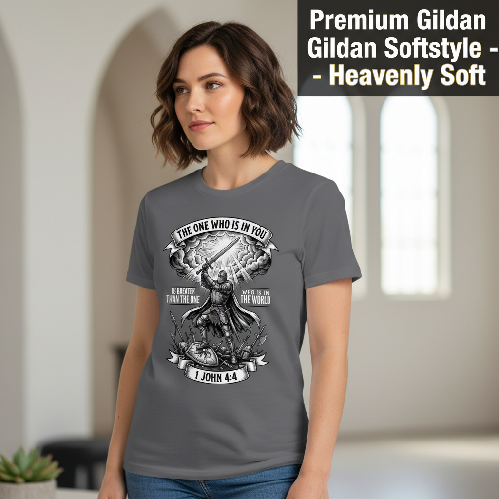 Greater Is He Warrior Scripture T-Shirt__space