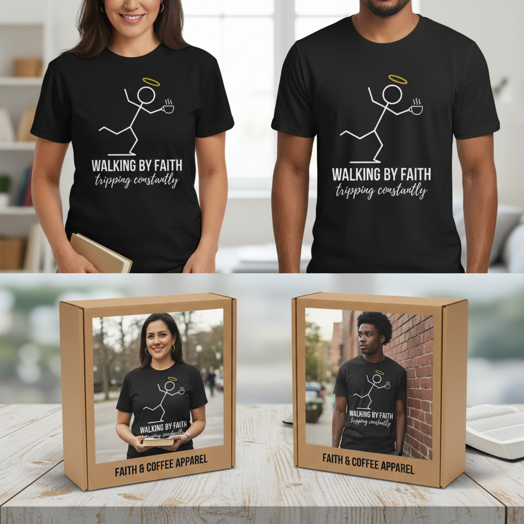 Walking by Faith T-Shirt_dual_model_life