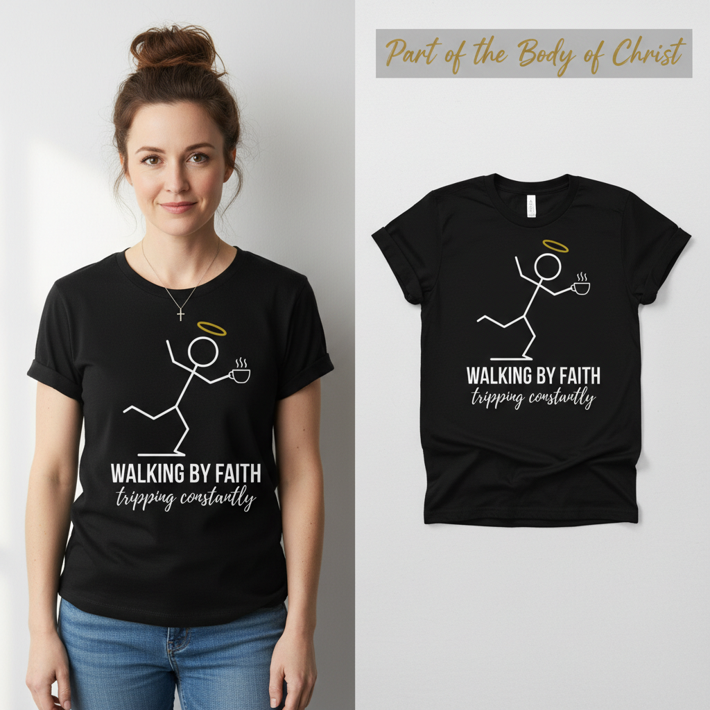 Walking by Faith T-Shirt_model_flat