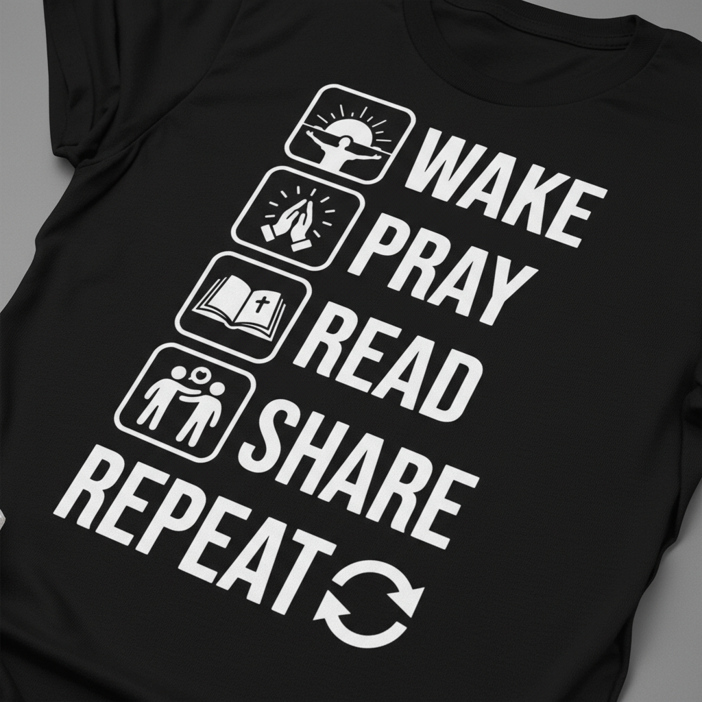 Wake Pray Read Share Repeat T-Shirt__detail