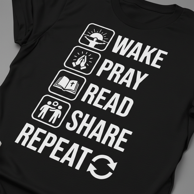 Wake Pray Read Share Repeat T-Shirt__detail