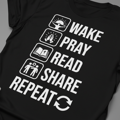 Wake Pray Read Share Repeat T-Shirt__detail