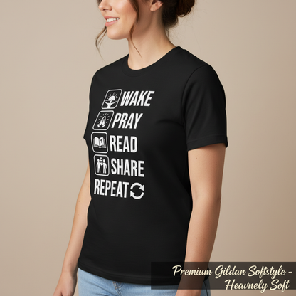 Wake Pray Read Share Repeat T-Shirt__space