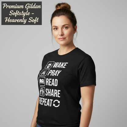 Wake Pray Read Share Repeat T-Shirt__benefit