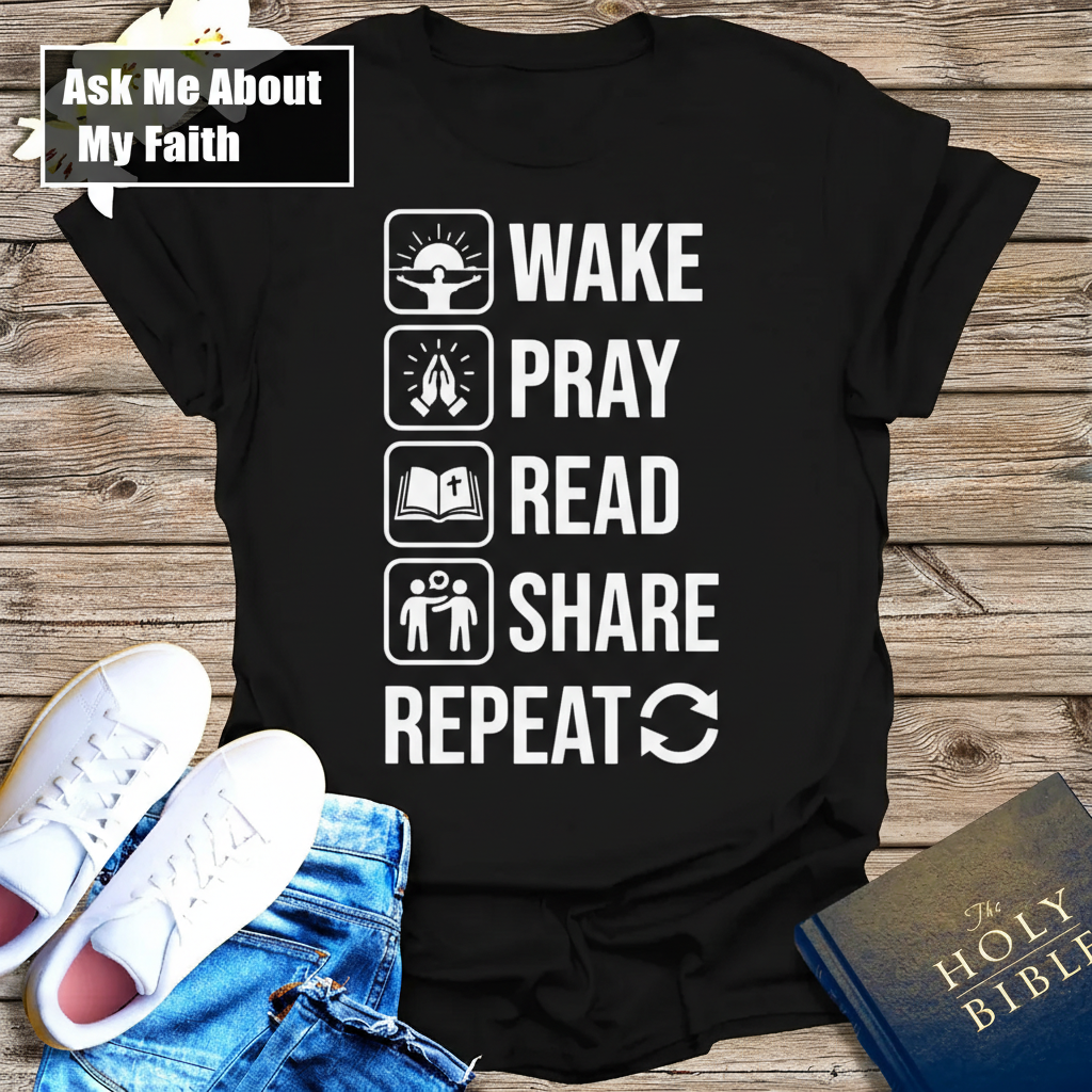 Wake Pray Read Share Repeat T-Shirt__pair