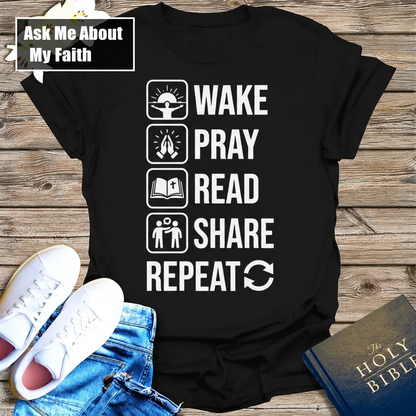 Wake Pray Read Share Repeat T-Shirt__pair