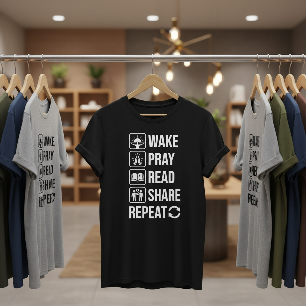 Wake Pray Read Share Repeat T-Shirt_boutique_rack