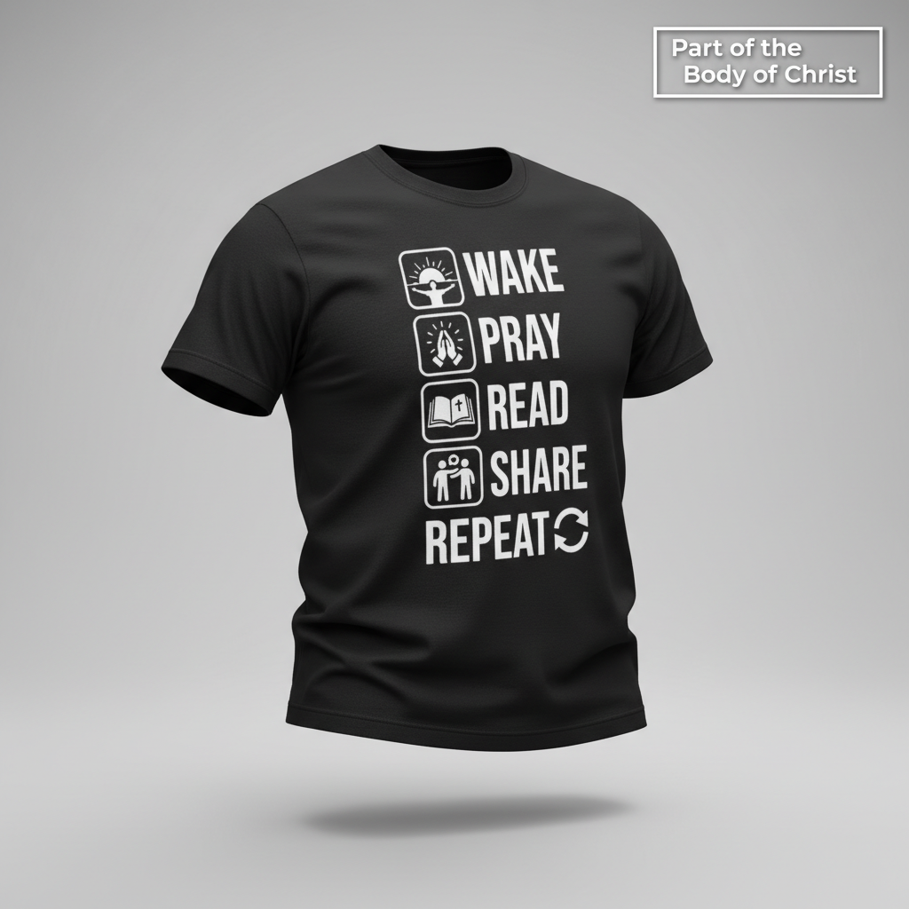 Wake Pray Read Share Repeat T-Shirt_3d_float