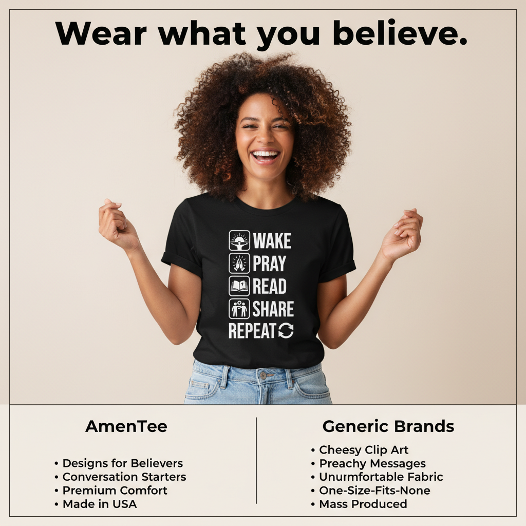 Wake Pray Read Share Repeat T-Shirt_product_table