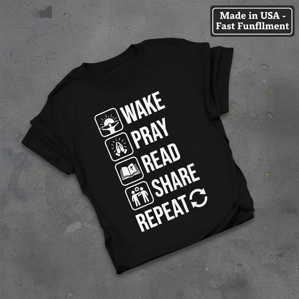 Wake Pray Read Share Repeat T-Shirt_fold_tilt