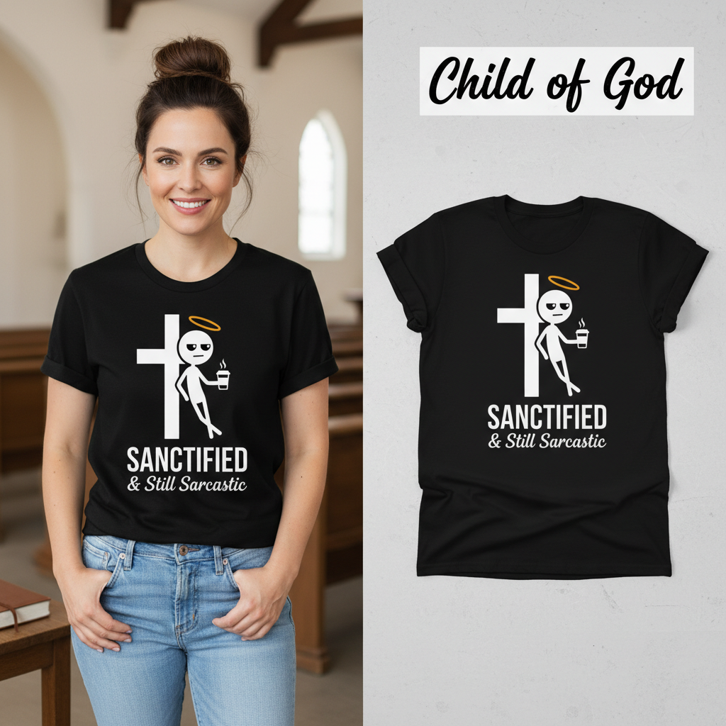 Sanctified & Still Sarcastic T-Shirt_model_flat