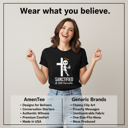 Sanctified & Still Sarcastic T-Shirt_product_table