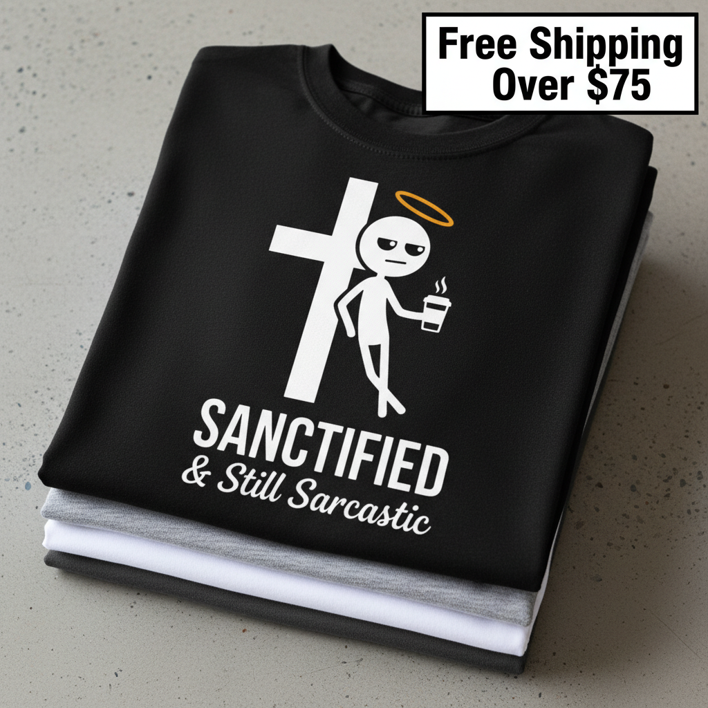Sanctified & Still Sarcastic T-Shirt_stacked_flatlay