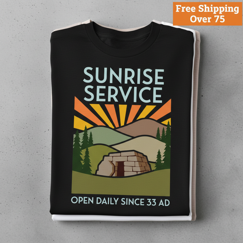 Sunrise Service T-Shirt_stacked_flatlay