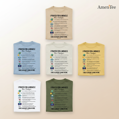 Already Living in a Miracle T-Shirt_6color_grid