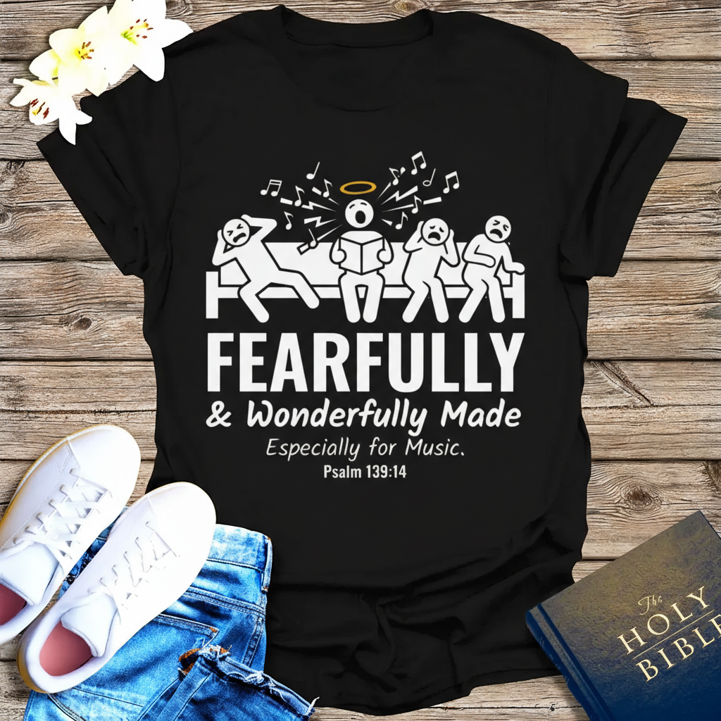 Fearfully & Wonderfully Made Music T-Shirt_triple_model