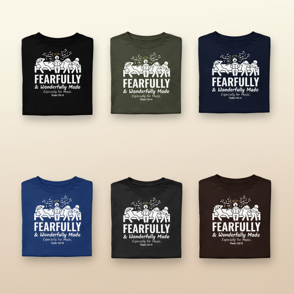 Fearfully & Wonderfully Made Music T-Shirt_6color_grid