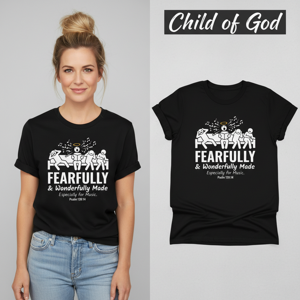 Fearfully & Wonderfully Made Music T-Shirt_model_flat