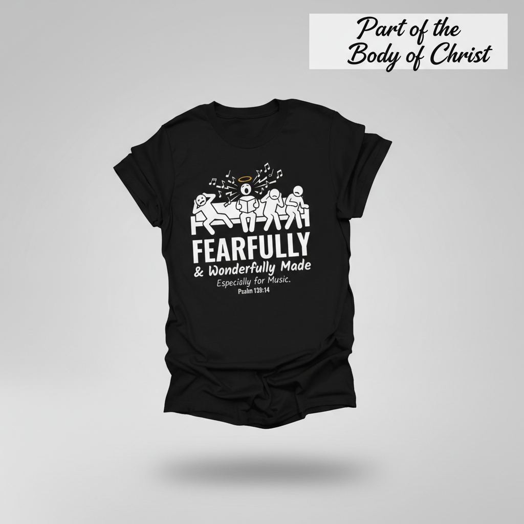 Fearfully & Wonderfully Made Music T-Shirt_3d_float