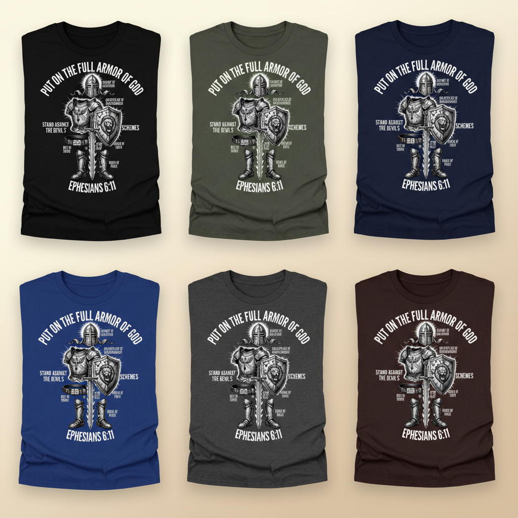 Full Armor of God Warrior T-Shirt_6color_grid