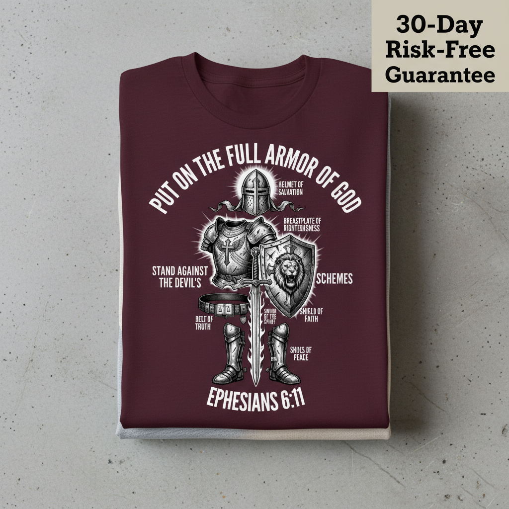 Full Armor of God Warrior T-Shirt_stacked_flatlay