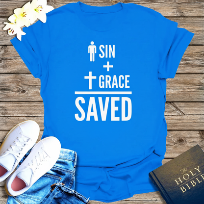Sin + Grace = Saved T-Shirt_triple_model