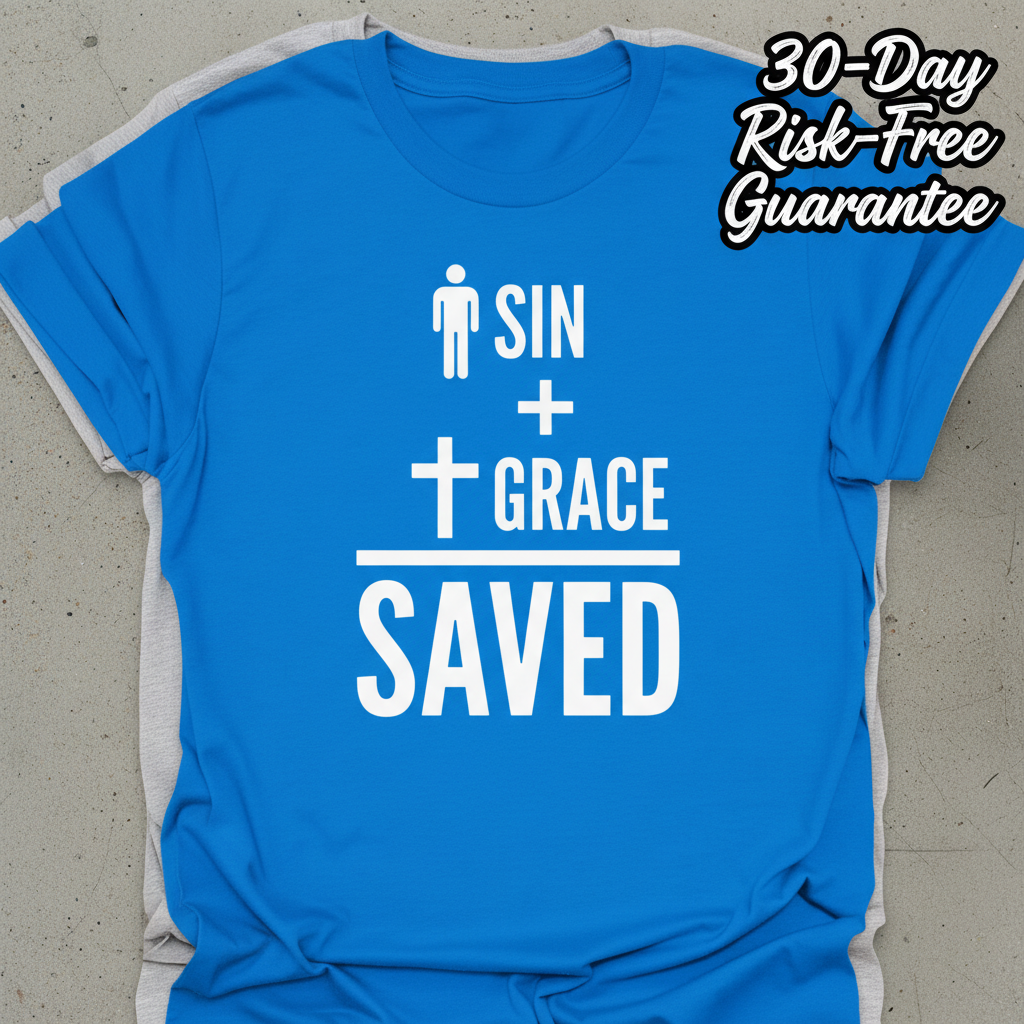 Sin + Grace = Saved T-Shirt_stacked_flatlay