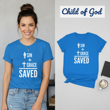 Sin + Grace = Saved T-Shirt_model_flat