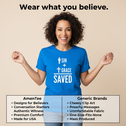 Sin + Grace = Saved T-Shirt_product_table