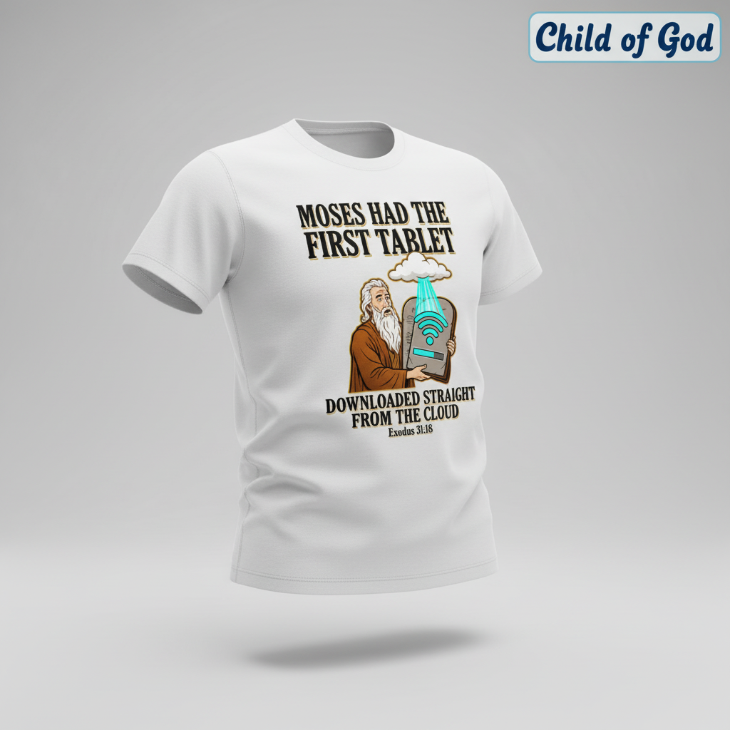 First Tablet from the Cloud T-Shirt_3d_float
