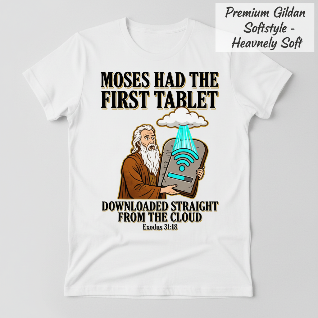 First Tablet from the Cloud T-Shirt_clean
