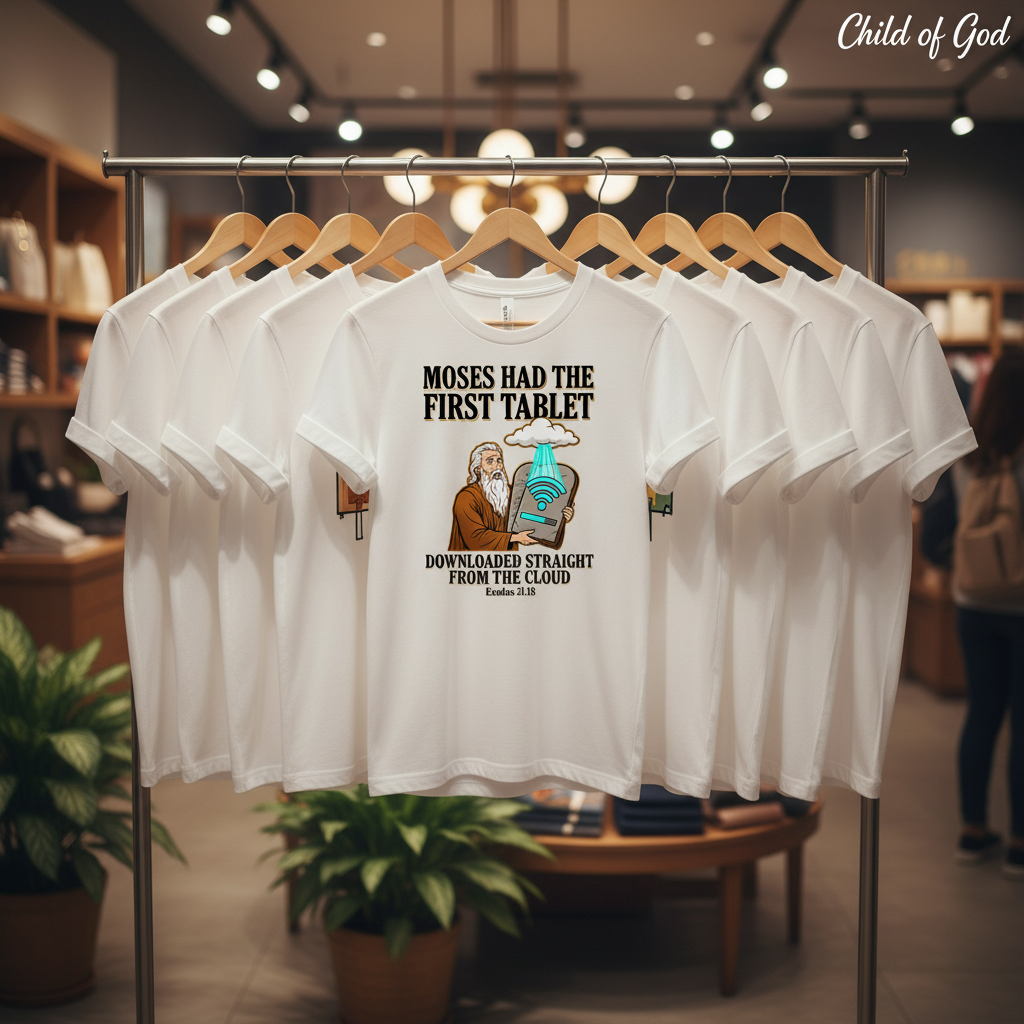 First Tablet from the Cloud T-Shirt_boutique_rack