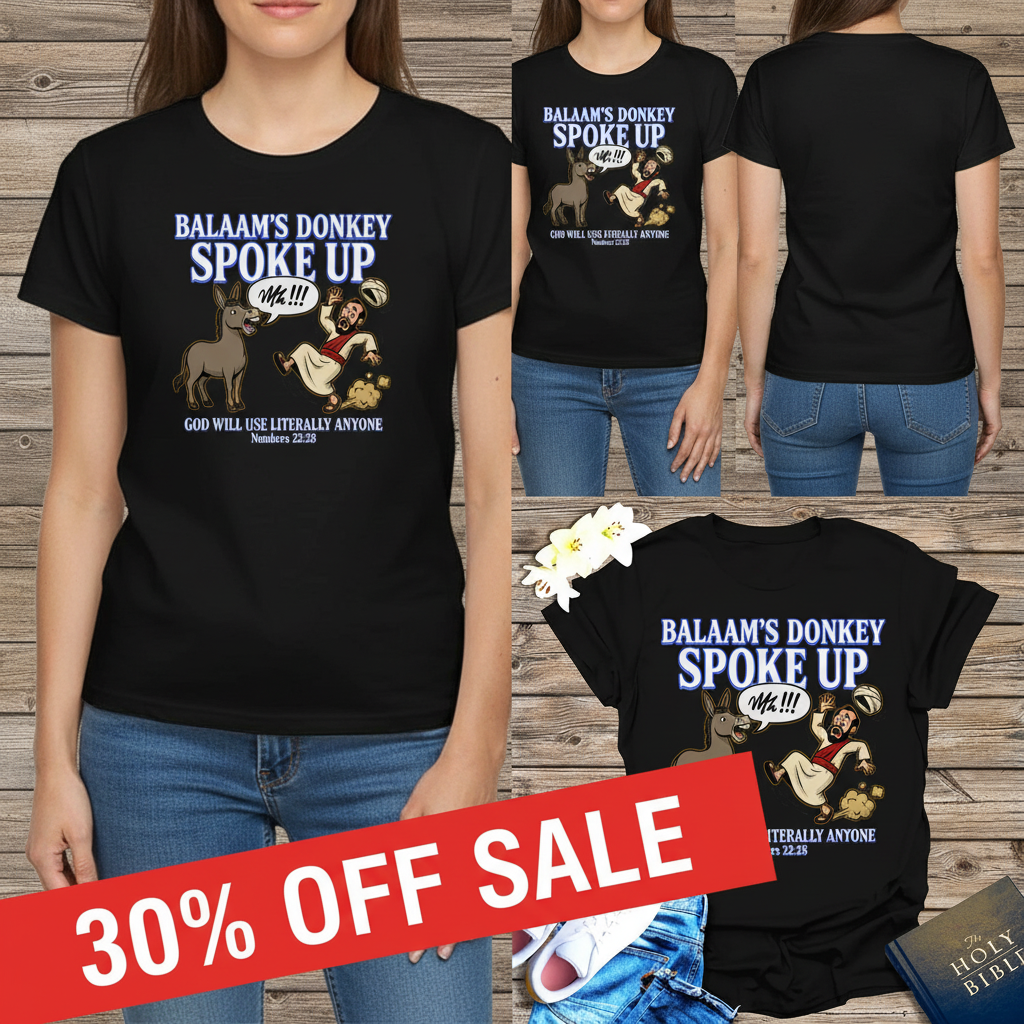 Balaam’s Donkey Spoke Up T-Shirt_triple_model