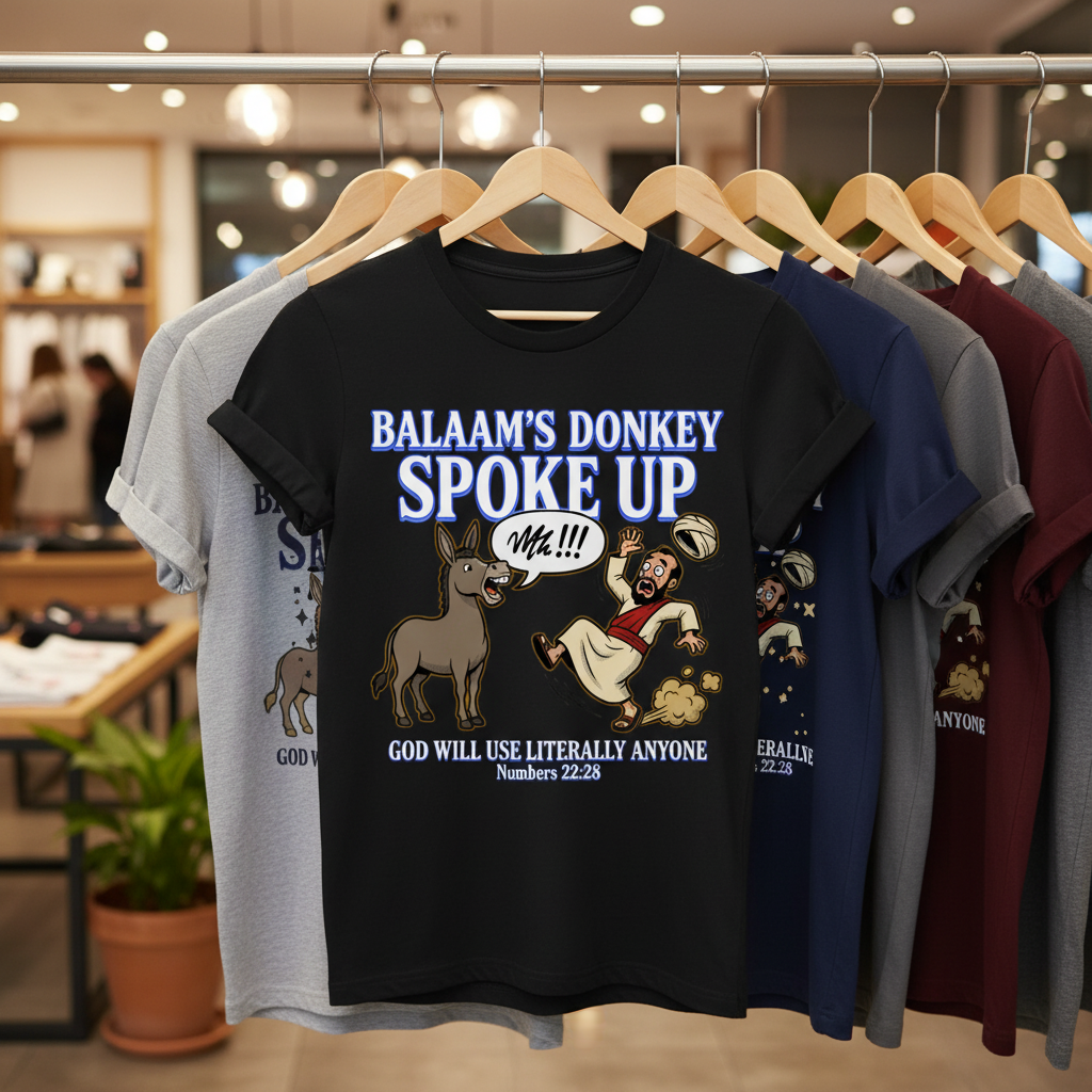Balaam’s Donkey Spoke Up T-Shirt_boutique_rack