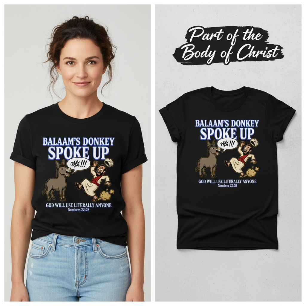 Balaam’s Donkey Spoke Up T-Shirt_model_flat
