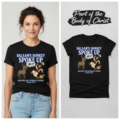 Balaam’s Donkey Spoke Up T-Shirt_model_flat