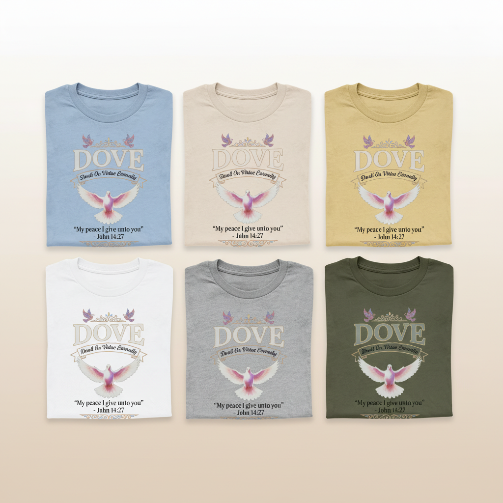 Peaceful Dove Scripture T-Shirt_6color_grid
