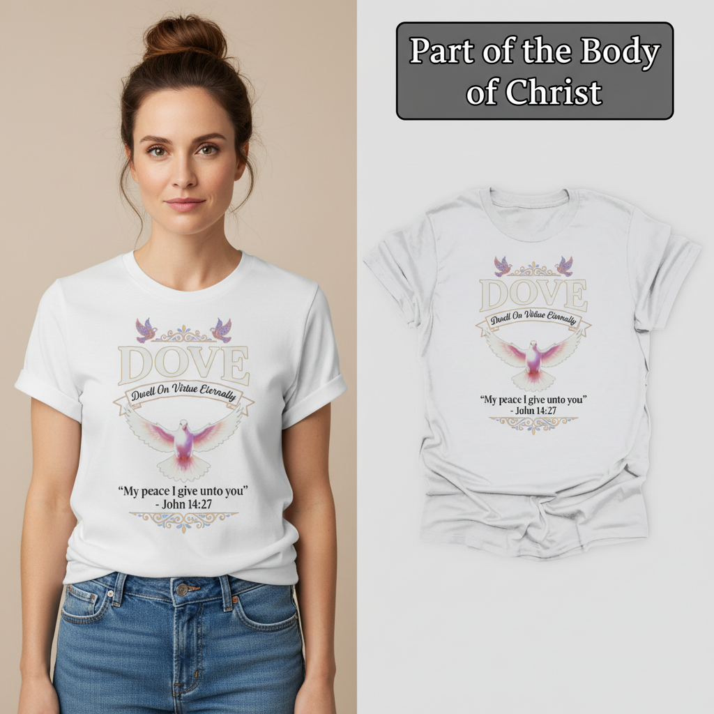 Peaceful Dove Scripture T-Shirt_model_flat