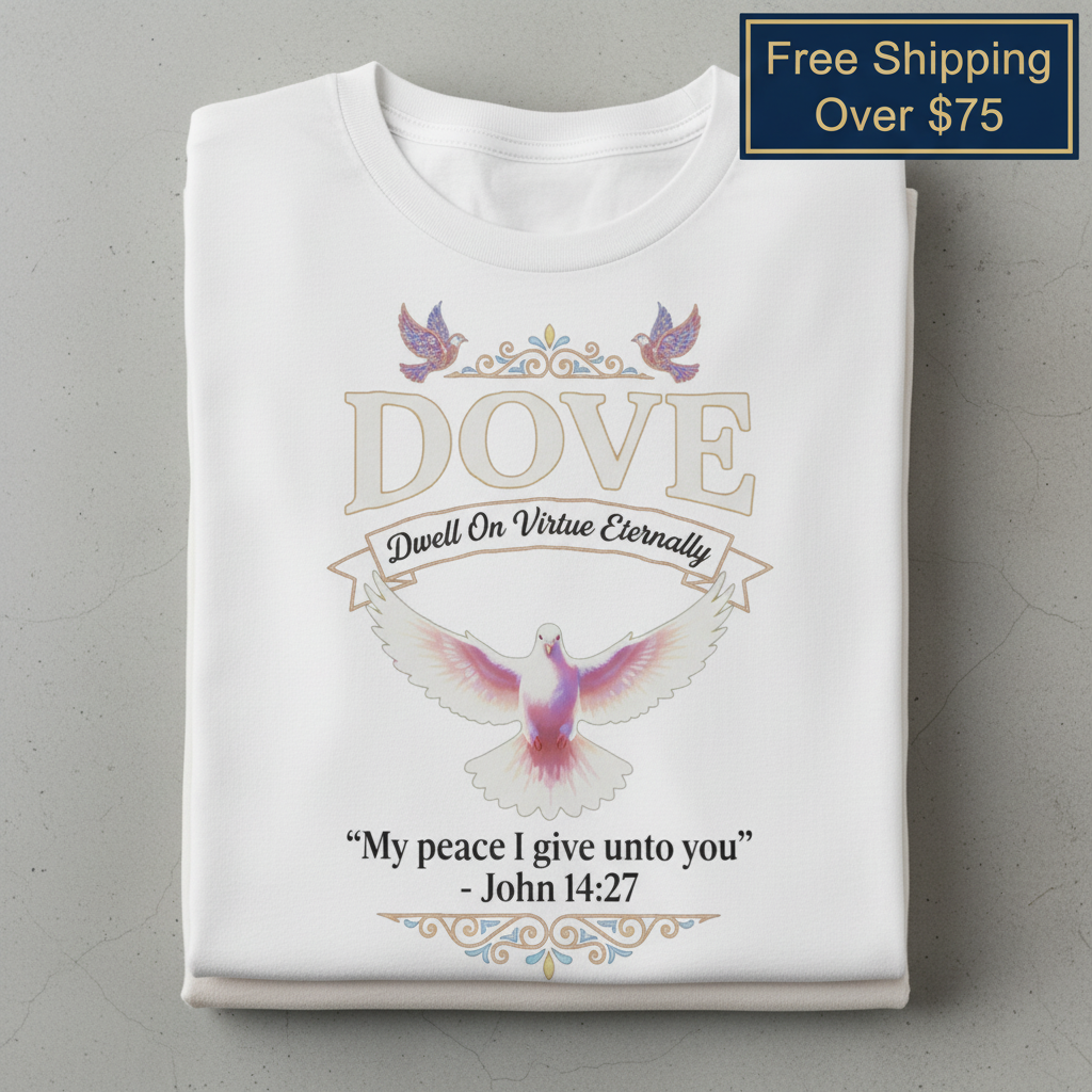 Peaceful Dove Scripture T-Shirt_stacked_flatlay