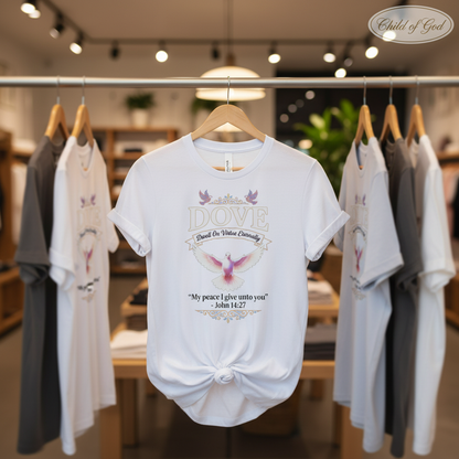 Peaceful Dove Scripture T-Shirt_boutique_rack