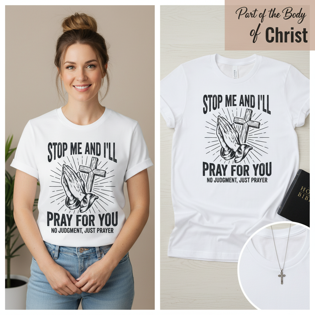 Stop Me and I'll Pray T-Shirt_model_flat