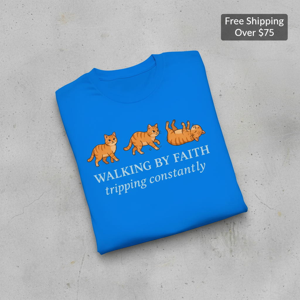 Walking By Faith Cat T-Shirt_fold_tilt