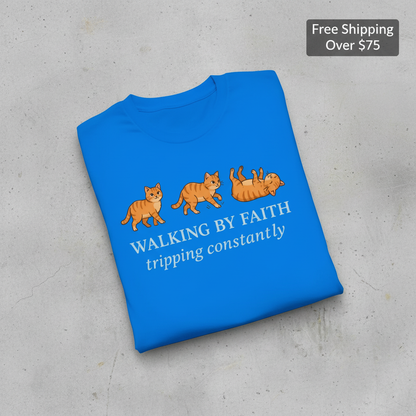 Walking By Faith Cat T-Shirt_fold_tilt