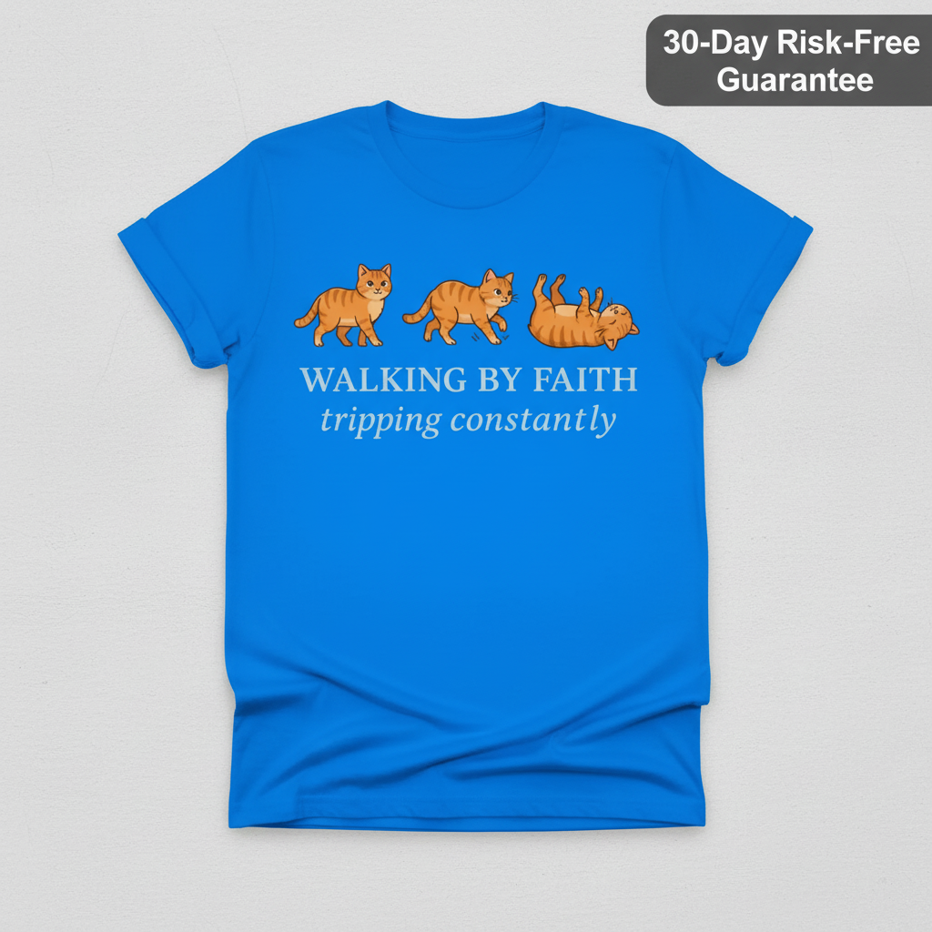 Walking By Faith Cat T-Shirt_clean