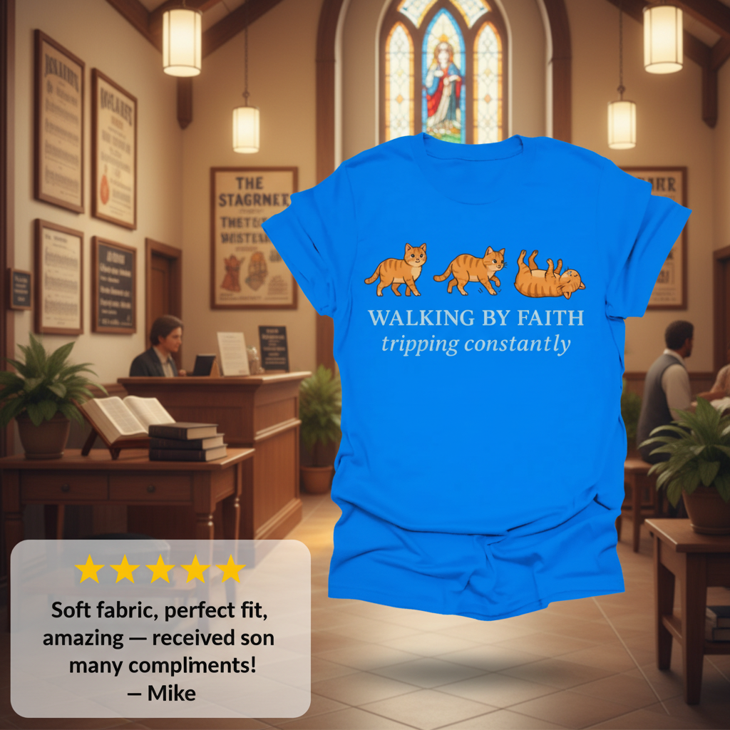 Walking By Faith Cat T-Shirt_review_5star
