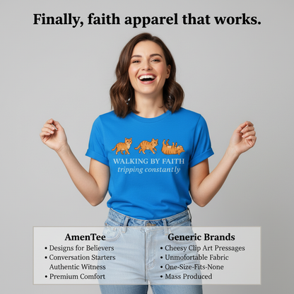 Walking By Faith Cat T-Shirt_product_table