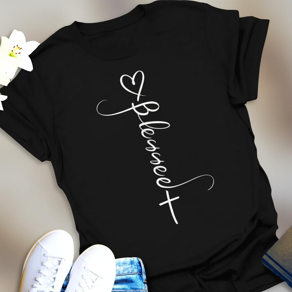 Blessed Cross Heart T-Shirt_extreme_za