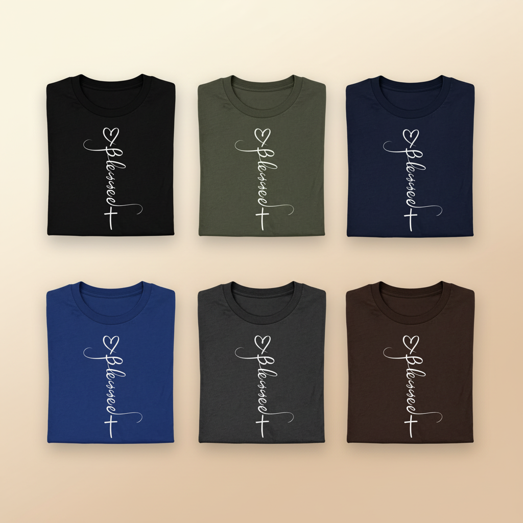 Blessed Cross Heart T-Shirt_6color_grid